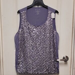 Chico's Lavender Sequin Scoop Neck Tank